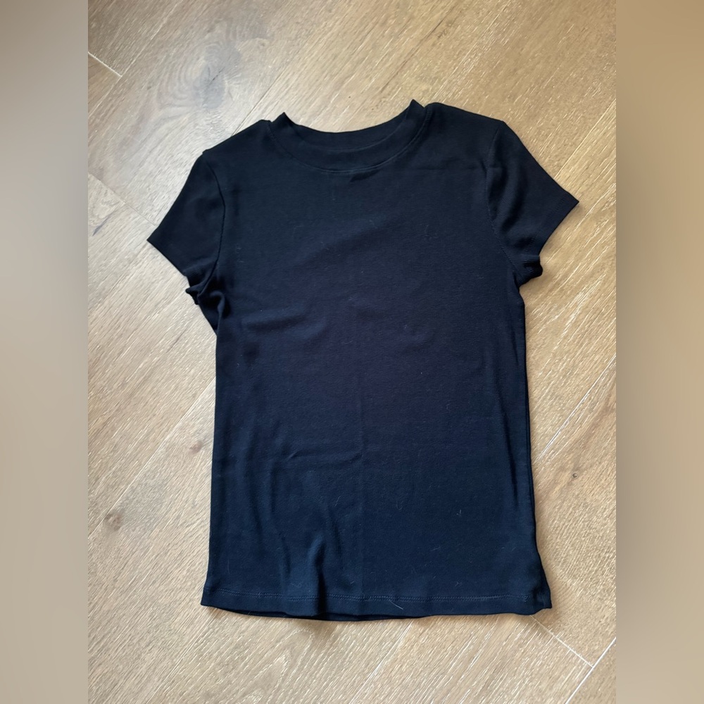 A NEW DAY Black Ribbed Short Sleeve Tee